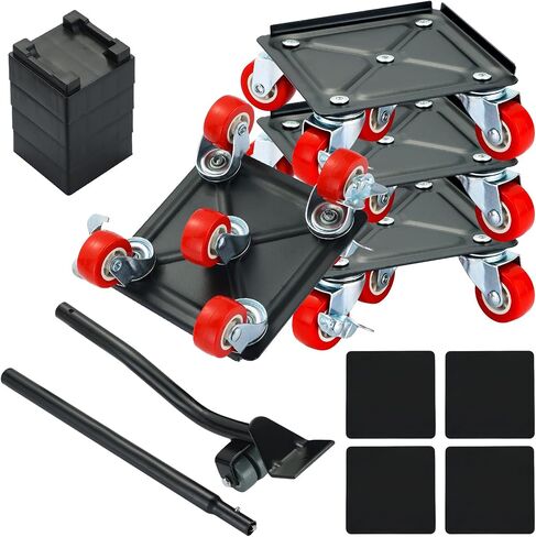 Furniture Dolly 5 Wheels Set with 360° Rotatable & Lockable Wheels, Heavy-Duty Furniture Movers with Silent Rubber Wheels, Furniture Sliders, Furniture Lifter Tool for Easy Moving in Kuwait