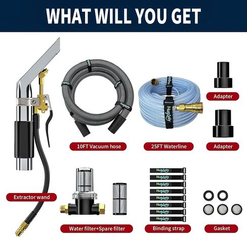 Shop Vac Extractor Kit,Wet Deep Dirt Cleaning Vacuum Extractor Kit,with 50FT Water Pipe,10FT Vacuum Hose,Convert Shop Vac to Professional Fabric Cleaner Machine,for Auto Carpet,Fabric Sofa,Pet Mess. in Kuwait