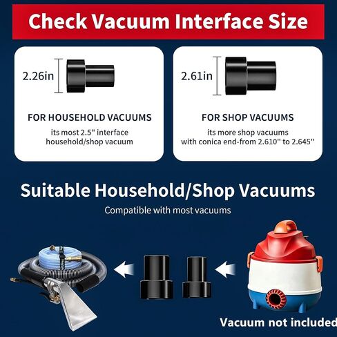 Shop Vac Extractor Kit,Wet Deep Dirt Cleaning Vacuum Extractor Kit,with 50FT Water Pipe,10FT Vacuum Hose,Convert Shop Vac to Professional Fabric Cleaner Machine,for Auto Carpet,Fabric Sofa,Pet Mess. in Kuwait
