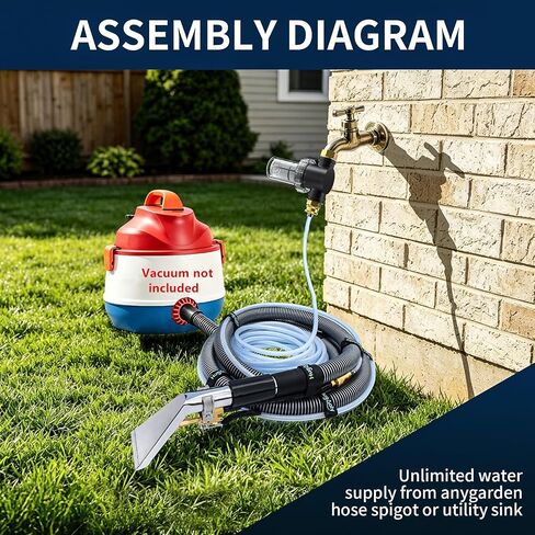 Shop Vac Extractor Kit,Wet Deep Dirt Cleaning Vacuum Extractor Kit,with 50FT Water Pipe,10FT Vacuum Hose,Convert Shop Vac to Professional Fabric Cleaner Machine,for Auto Carpet,Fabric Sofa,Pet Mess. in Kuwait