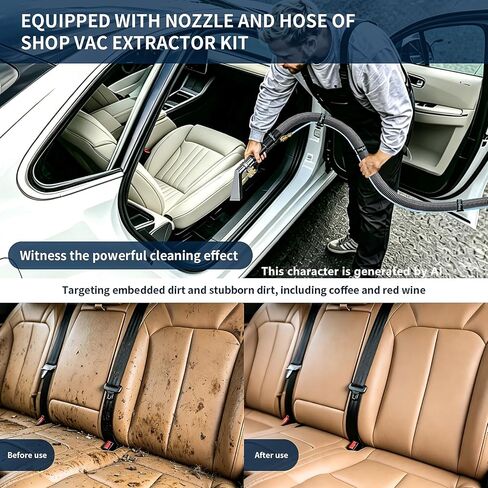 Shop Vac Extractor Kit,Wet Deep Dirt Cleaning Vacuum Extractor Kit,with 50FT Water Pipe,10FT Vacuum Hose,Convert Shop Vac to Professional Fabric Cleaner Machine,for Auto Carpet,Fabric Sofa,Pet Mess. in Kuwait