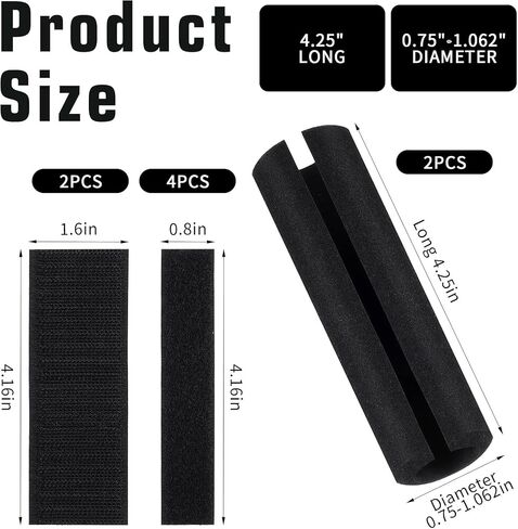 2 Pcs Foam Handle Cover Buffer Tube Cover 4.33 Inch Black | NBR Rubber Foam, Grip Wrap, For Fitness Home Lawn Bicycle Motorbike Handlebar, Comfortable Foams Tubing Handle Grips in Kuwait