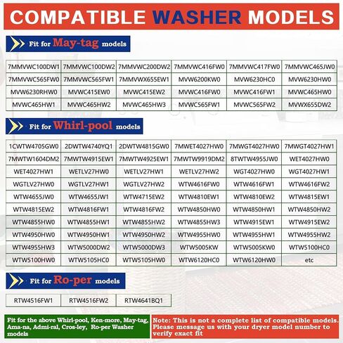 مشغل تبديل الغسالة WTW4815EW1 WTW4816FW2 مناسب لحوض السباحة WTW4955HW3 | WTW4855HW3 WTW5000DW1 WTW4955HW0 WTW4855HW2 WTW4816FW0، متوافق مع May-tag MMVWC565FW0 MVWC565FW2 MVWC565FW1 MVW6230HW0 in Kuwait