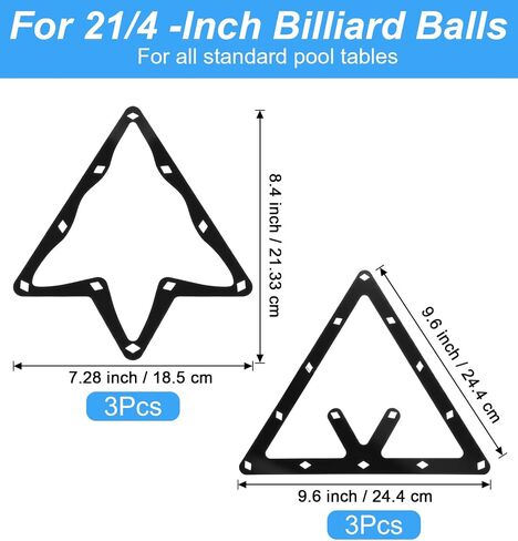 6 Pack Pool Rack Set, Black PET Magic Rack 8 9 10 Pool Ball Billiard Triangle Racks Holder for 8-Ball, 9-Ball & 10-Ball Games (Ball-Rack Sheet) in Kuwait