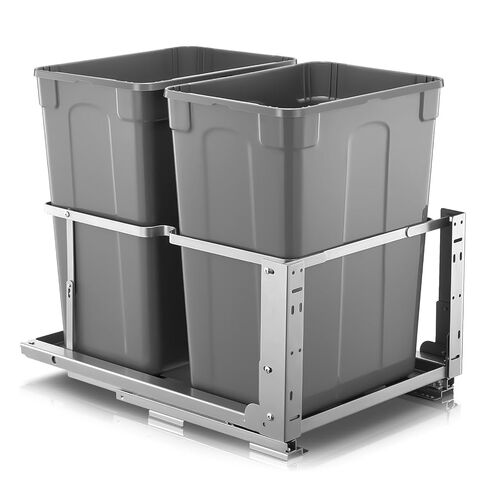 FOHERE Pull Out Trash Can Under Cabinet, 35 QT x2 Under Sink Trash Can Waste Container with Soft-Close Slides, Heavy Duty Garbage Recycling Bin for Kitchen Cabinet, Sink in Kuwait