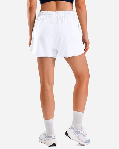 G Gradual 2 in 1 Running Shorts for Women 3" High Waisted Athletic Gym Tennis Workout Shorts with Liner 2 Zipper Pockets(White,L3_L) in Kuwait