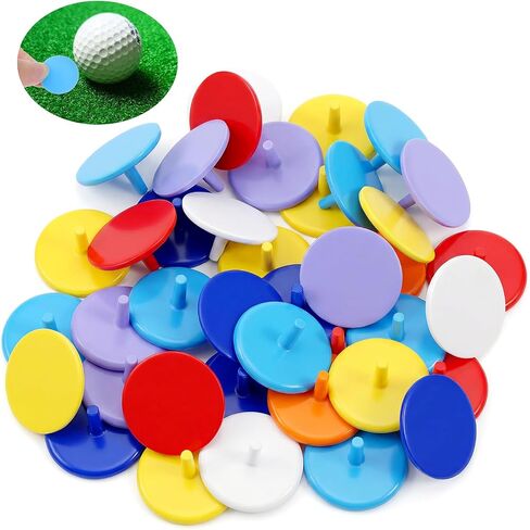 Bremorou Golf Ball Markers 50 Pack, Plastic Bulk Position Markers for Putting Green, 0.94 Inch Flat Round Multicolor Golf Ball Marker Set, Golfs Accessories Gifts for Men Women Golfers in Kuwait
