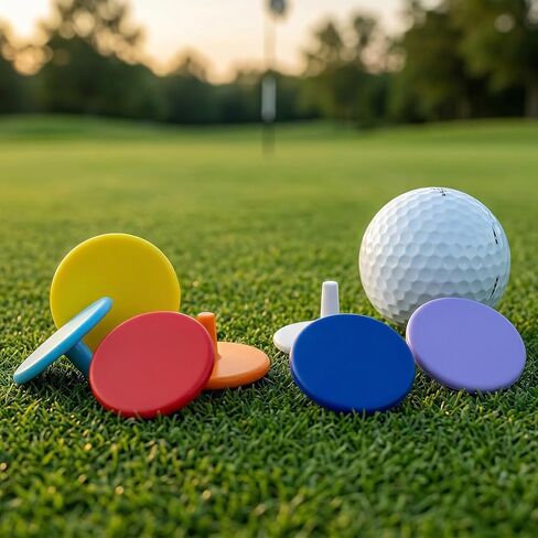 Bremorou Golf Ball Markers 50 Pack, Plastic Bulk Position Markers for Putting Green, 0.94 Inch Flat Round Multicolor Golf Ball Marker Set, Golfs Accessories Gifts for Men Women Golfers in Kuwait