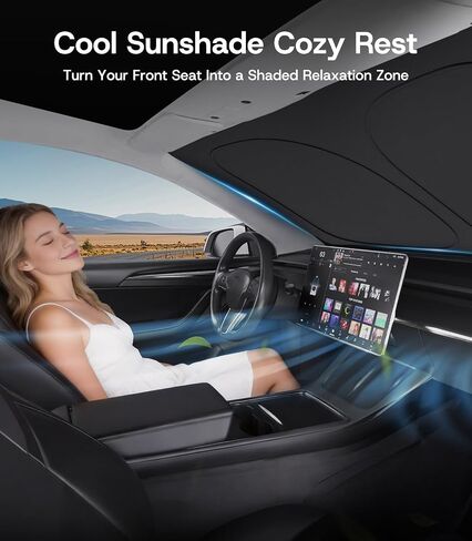 2025 Universal Front Windshield Sunshade for Tesla Model Y Juniper Accessories [100% Sun Shading] Foldable Heat Insulation Sunshade for Tesla Model Y Accessories 2020-2026 in Saudi Arabia