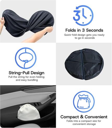 2025 Universal Front Windshield Sunshade for Tesla Model Y Juniper Accessories [100% Sun Shading] Foldable Heat Insulation Sunshade for Tesla Model Y Accessories 2020-2026 in Saudi Arabia