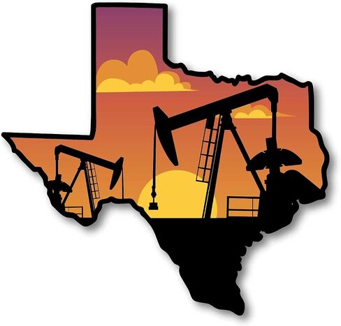 Texas Oil Field Landscape Sticker Decal for Cars, Cups, Laptops, Coolers (Two Pack X2) (3"x3" and 5"x5") in Kuwait