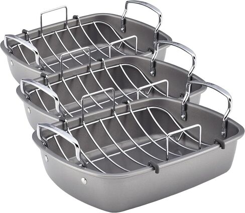 Circulon Total Bakeware Nonstick Roaster, Roasting Pan with Rack, 17-Inch x 13-Inch, Gray in Kuwait