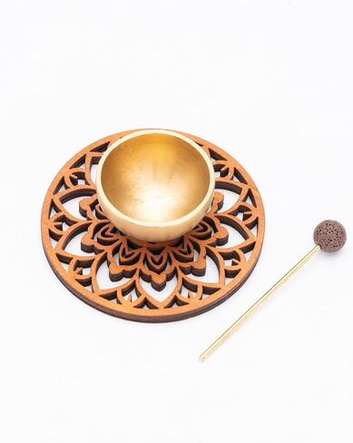 Handcrafted Brass Mini Singing Bowl Set with Mallet and Cushion for Meditation, Yoga, Mindfulness, Stress Relief, Sound Healing & Relaxation Gift (Gold) in Kuwait