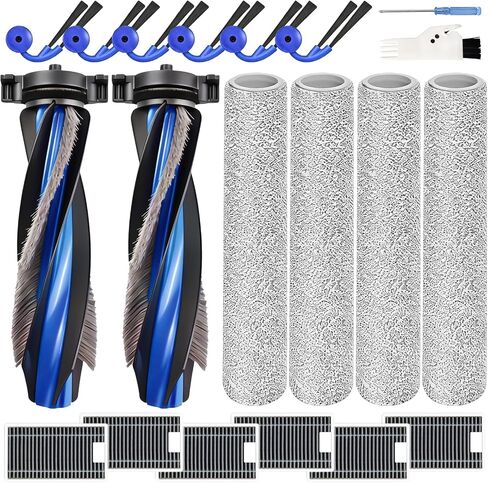 20PCS X12 OmniCyclone Accessories Kit for ECOVACS Deebot X12 OmniCyclone/X12 Pro/T90 Pro Omni Robot Vacuum Cleaner: 2 Main Brushes, 6 Side Brushes, 6 Filters, 4 Washing Rollers in Kuwait