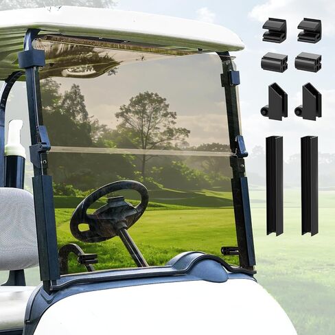 EZGO RXV Windshield, Tinted Windshield for Golf Cart Suitable for 2008-UP EZGO RXV Golf Cart, PC UV Resistant, RXV Foldable Windshield Replacement with Windshield Clips in Kuwait