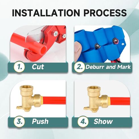2-Pack Niikappu Push fit Drop Ear Elbow, 1/2 Inch x 1/2 Inch Female NPT Drop-ear Elbow Brass Push Fittings for PEX, Copper, CPVC, PE-RT Pipes, with Disconnect Clip in Kuwait