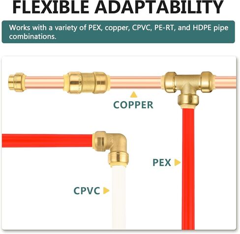 2-Pack Niikappu Push fit Drop Ear Elbow, 1/2 Inch x 1/2 Inch Female NPT Drop-ear Elbow Brass Push Fittings for PEX, Copper, CPVC, PE-RT Pipes, with Disconnect Clip in Kuwait
