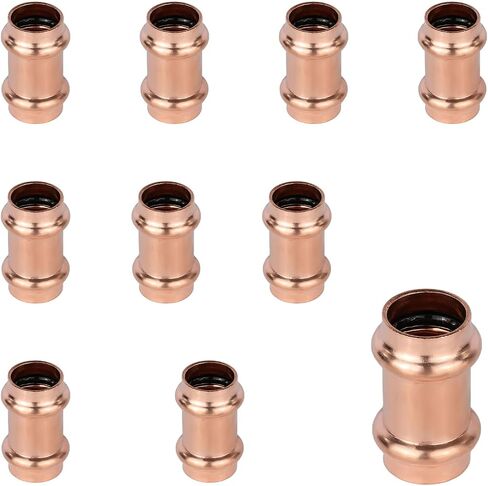 (Pack of 10) EFIELD 3/4" x 3/4" Copper Press Fit Coupling Fittings, No Stop, Pro Pack (3/4-inch),(PRESS026) in Kuwait