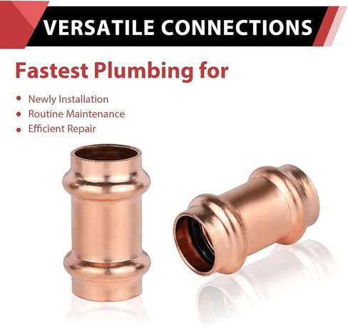 (Pack of 10) EFIELD 3/4" x 3/4" Copper Press Fit Coupling Fittings, No Stop, Pro Pack (3/4-inch),(PRESS026) in Kuwait