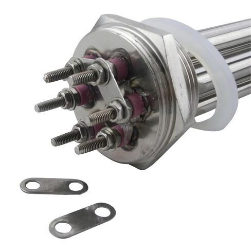 304 Stainless Steel 3U Tube Bundle Electric Immersion Water Heater Element for Tank 1.5inch(DN40=47mm) 1Pcs in Kuwait