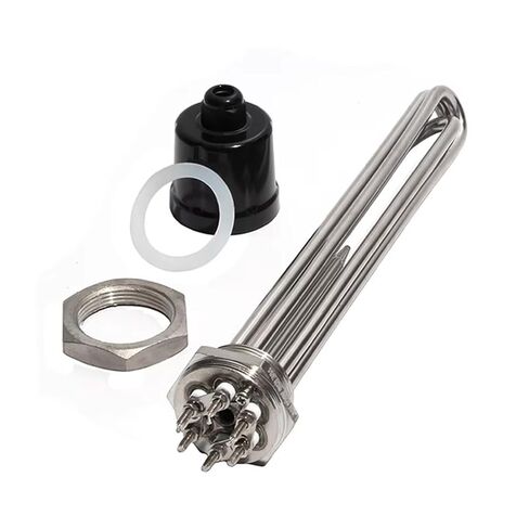 1 1/2Inch DN40 Water Heating Element with Accessory 3KW/4.5KW/6KW/9KW/12KW Electric Pipe Withs Ground Screw and Probe 1Pcs(White,380V_9KW 290MM 304SUS) in Kuwait