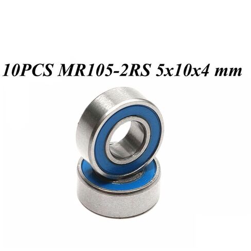 10 قطعة MR105-2RS MR105 2RS RS MR105RS 5x10x4 مللي متر الأزرق المطاط مختومة مصغرة كرات تروس الحمل عميقة الاخدود in Kuwait