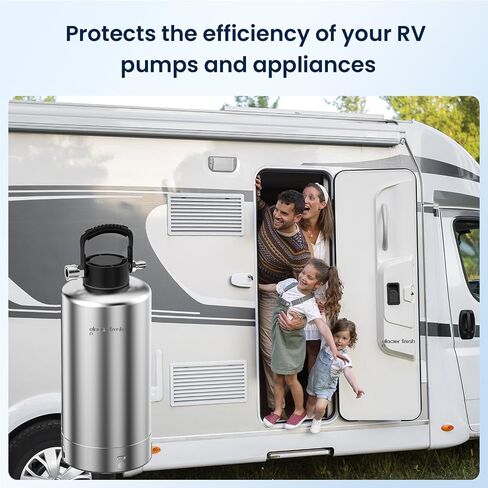 منقي مياه RV المحمول من جلاسير فريش، 16,000 حبة مع خرطوم حديقة من الفولاذ المقاوم للصدأ، توصيل سريع للمركبات الترفيهية والمقطورات والقوارب وغسيل السيارات المتنقلة وغسيل الضغط in Kuwait