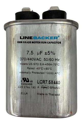 مكثف Supco بيضاوي التشغيل 7. 5 فائق التوهج 370/440 فولت لضواغط محركات HVAC LCR7.5X440 Linebacker in Kuwait