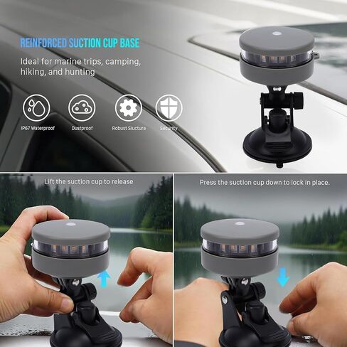 Garosa Boat Navigation Light 2NM LED Anchor Light with Suction Cup Base, IP67 & Battery Powered for Small Boats, Kayaks & Paddleboards in Kuwait