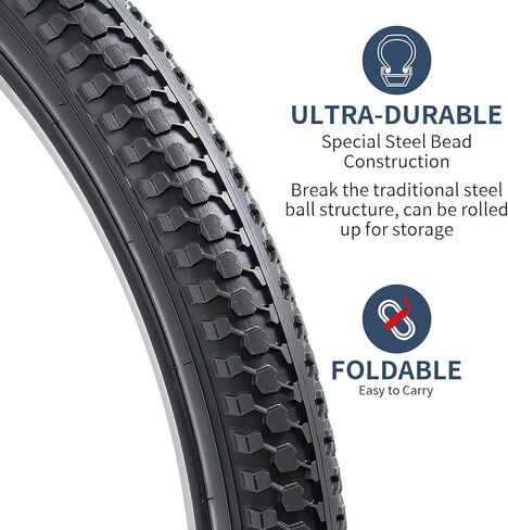 2-PCS 24" Bike Tires 24x2.125 57-507| Durable, Fast, Folable Tires for Gravel, Cruiser, Hybrid Road Bicycle Tires 24 x 2.125 (Y-1448) in Kuwait