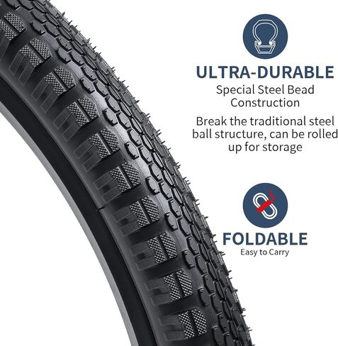 YUNSCM 20" Bike Tires 20x1.35 37-406 Compatible BMX, Street, Road Bike 20 x 1.35 Bicycle Tires 2-PCS (Y-1420) in Kuwait