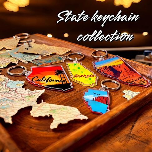 West Virginia Acrylic Keychain, Multicolor, 1.97 x 1.57 Inches, Scenic Illustration, Lightweight, Rectangle in Kuwait