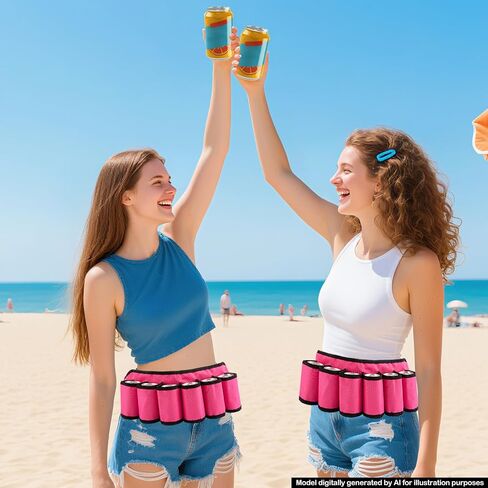 Beer Belt, 6 Pack Soda Beer Belt Holder, Adjustable Fanny Pack Pink Beer Holster, Beers Belts Holster Accessories for Men Women, Fit Outdoor Camping Hiking Picnic Party and Gift-Giving in Saudi Arabia
