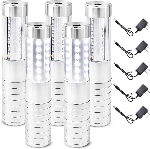 5 قطع أضواء خدمة الزجاجة LED ستروب باتون محمولة قابلة لإعادة الشحن زجاجة شمبانيا لامعة زجاجة فضية أضواء فتاة لنادي البار وأعياد الميلاد وحفلات الزفاف والحفلات الموسيقية ومرحلة الأحداث in Kuwait