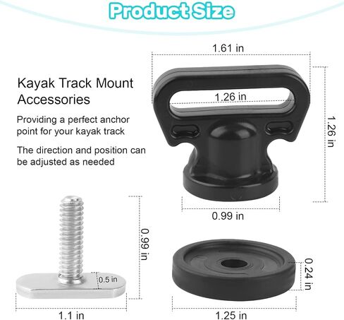 LJB Kayak Track Mount Tie Downs with T-Bolts, 4 Pack | Ideal for Securing Coolers, Fishing Crates, Kayak Carts, Other Track Mount Accessories in Kuwait
