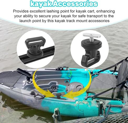 LJB Kayak Track Mount Tie Downs with T-Bolts, 4 Pack | Ideal for Securing Coolers, Fishing Crates, Kayak Carts, Other Track Mount Accessories in Kuwait