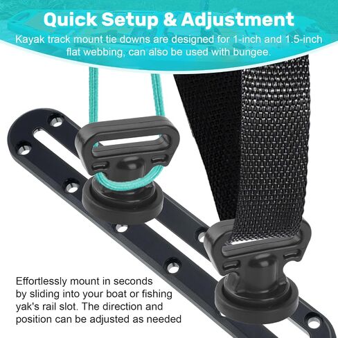 LJB Kayak Track Mount Tie Downs with T-Bolts, 4 Pack | Ideal for Securing Coolers, Fishing Crates, Kayak Carts, Other Track Mount Accessories in Kuwait