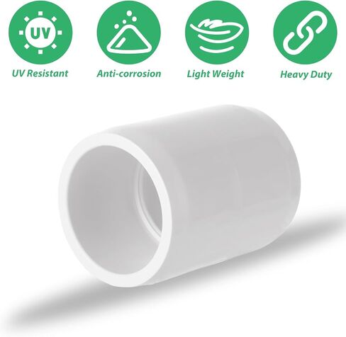 YOUNTHYE 40PCS 3/4 PVC Pipe Coupling Adapter Pipe Fittings Socket x Socket PVC Pipe Slip Socket Connectors Sch40 PVC Coupling White PVC Straight Pressure Pipe Fittings for Home or Industrial Use in Kuwait