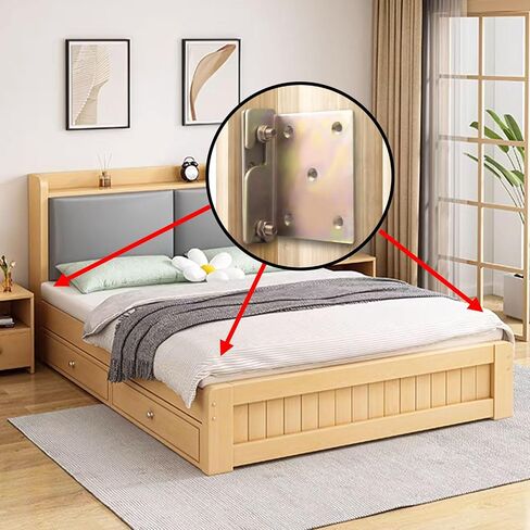 4 مجموعات من دعامات حاجز السرير، تجهيزات حاجز السرير، دعامة فتحة خطاف مزدوجة شديدة التحمل غير نقر لتوصيل إطار السرير، عمود السرير، الألواح الأمامية in Kuwait