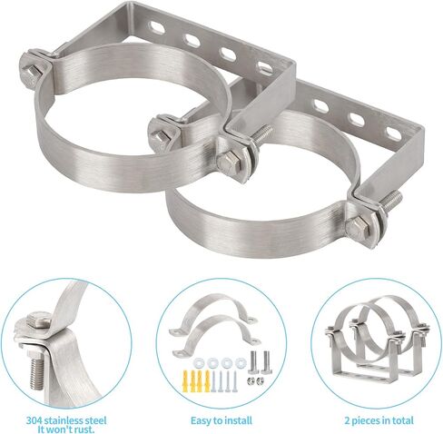 6 Inch Chimney Systems Bracket, 304 Stainless Steel Rigid Split Ring Hanger, B Vent Wall Strap Pipe Bracket, Fireplace Pipe Bracket, Vent Wall Bracket, for Metal Pipes, Chimney Systems (2 Pcs) in Kuwait