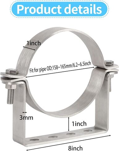6 Inch Chimney Systems Bracket, 304 Stainless Steel Rigid Split Ring Hanger, B Vent Wall Strap Pipe Bracket, Fireplace Pipe Bracket, Vent Wall Bracket, for Metal Pipes, Chimney Systems (2 Pcs) in Kuwait