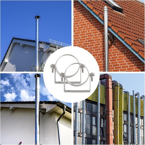 6 Inch Chimney Systems Bracket, 304 Stainless Steel Rigid Split Ring Hanger, B Vent Wall Strap Pipe Bracket, Fireplace Pipe Bracket, Vent Wall Bracket, for Metal Pipes, Chimney Systems (2 Pcs) in Kuwait