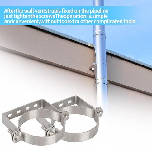 6 Inch Chimney Systems Bracket, 304 Stainless Steel Rigid Split Ring Hanger, B Vent Wall Strap Pipe Bracket, Fireplace Pipe Bracket, Vent Wall Bracket, for Metal Pipes, Chimney Systems (2 Pcs) in Kuwait