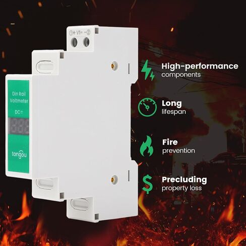 DIN السكك الحديدية الفولتميتر، DC 11V-310V DC الجهد متر، العرض الرقمي، 3 أرقام العرض، مع دليل المستخدم الإنجليزية in Kuwait