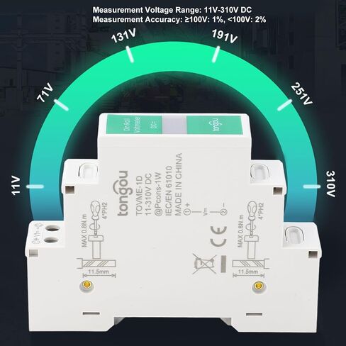 DIN السكك الحديدية الفولتميتر، DC 11V-310V DC الجهد متر، العرض الرقمي، 3 أرقام العرض، مع دليل المستخدم الإنجليزية in Kuwait