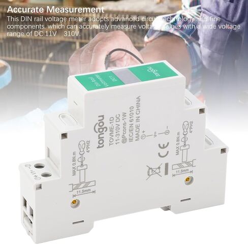 DIN السكك الحديدية الفولتميتر، DC 11V-310V DC الجهد متر، العرض الرقمي، 3 أرقام العرض، مع دليل المستخدم الإنجليزية in Kuwait
