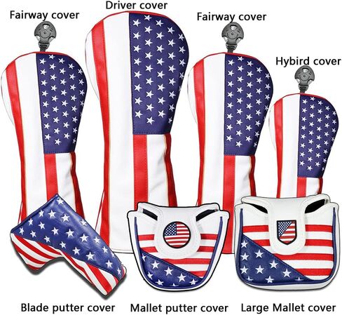 USA Golf Head Covers for Driver & Fairway Woods - Premium Leather Headcovers, Designed to Fit All Woods and Drivers (Fairway Cover) in Saudi Arabia
