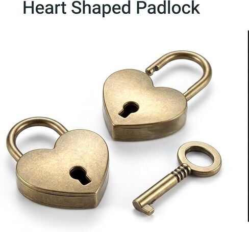4pcs Heart Shaped Lock, Mini Heart Shaped Padlock with Key Antique Brass Heart Shape Padlock Love Padlock for Jewelry Storage Box Diary Book Locker Mini Bags Anniversary Diary in Kuwait