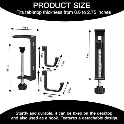 4 مجموعات من خطافات المحفظة للطاولة، وكذلك مشابك مفرش المائدة، ومكاتب سميكة قابلة للتعديل بسمك 0.6-2.75 بوصة، وألومنيوم متعدد الوظائف قابل للفصل، وخطافات للحقائب، وحامل سماعة الرأس ومشابك طاولة النزهة. in Kuwait