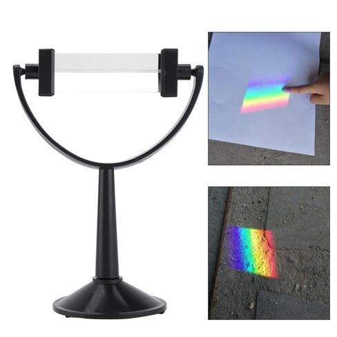 6.69 x 4.72in Optical Glass Triangular Prism with Stand, Equilateral Light Spectrum Prism for Physics Teaching, Science Experiments and Photography in Saudi Arabia